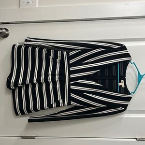 Long sleeve romper. Black and white stripe. POCKETS!!! Deep v plunge.